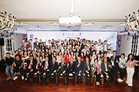 CUHK alumni pose for a group photo to capture the wonderful moments at the reunion banquet held in Hong Kong